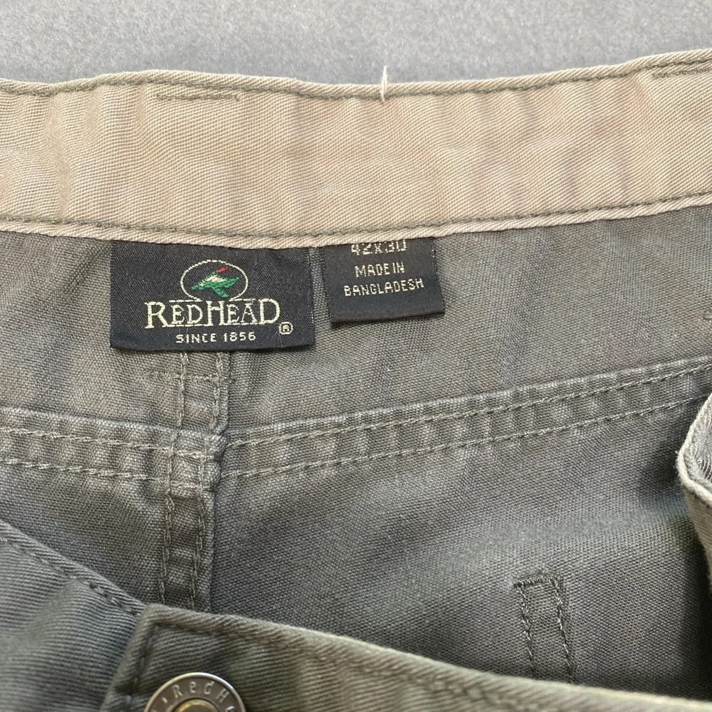 RedHead Cargo Pants Mens Green Cotton Stretch Straight Leg 42x30 Outdoor Hiking